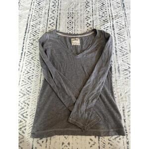 Hollister Women's Gray Long Sleeve V-Neck Shirt Size Small